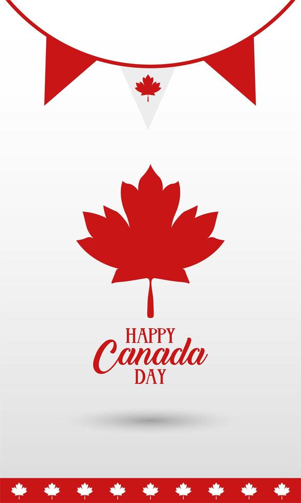 canada day celebration card with garland flag vector
