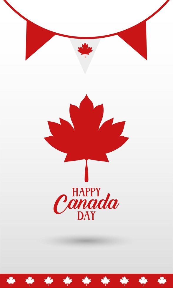 tarjeta de celebración del día de canadá con bandera garland vector