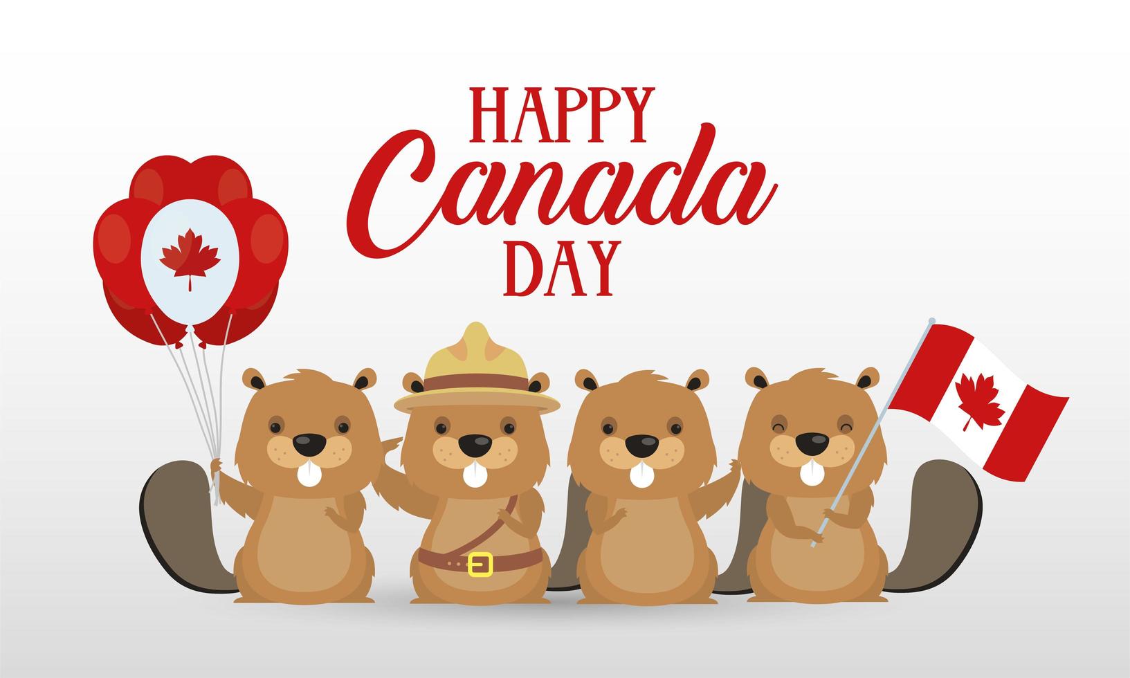 tarjeta de celebración del día de canadá con castores vector