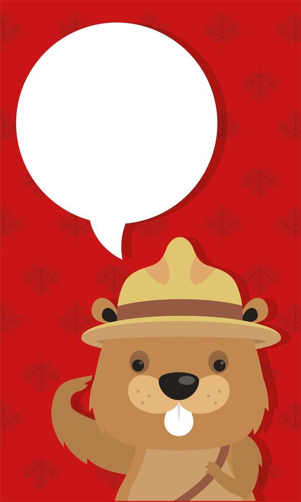 canada day celebration card with beaver vector