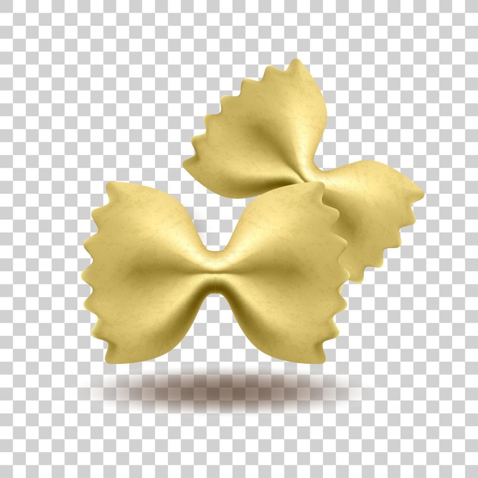 Vector realistic pasta farfalle made from flour. National italian food. Isolated object.