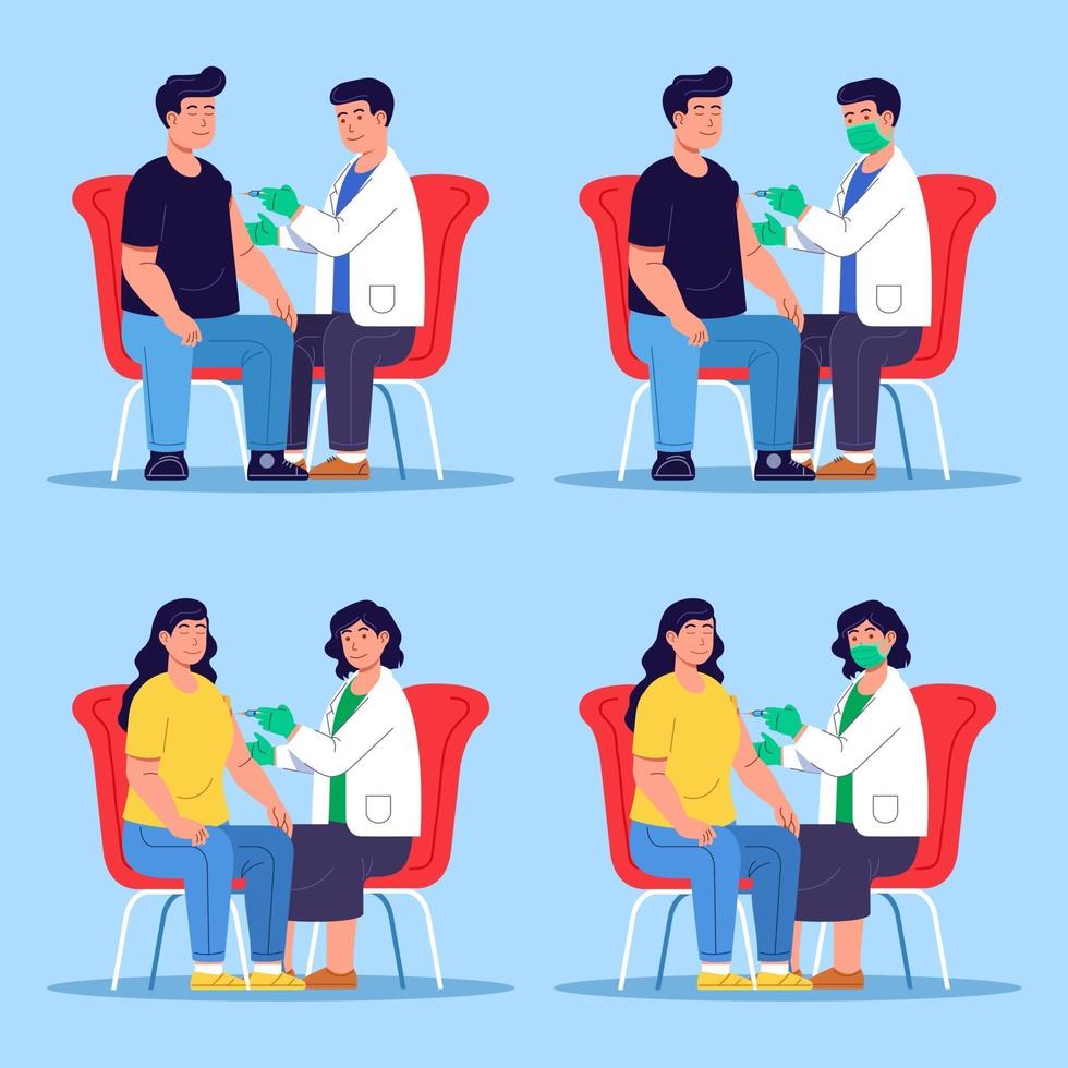 Doctor Give Vaccine Injection Shot To Patient vector