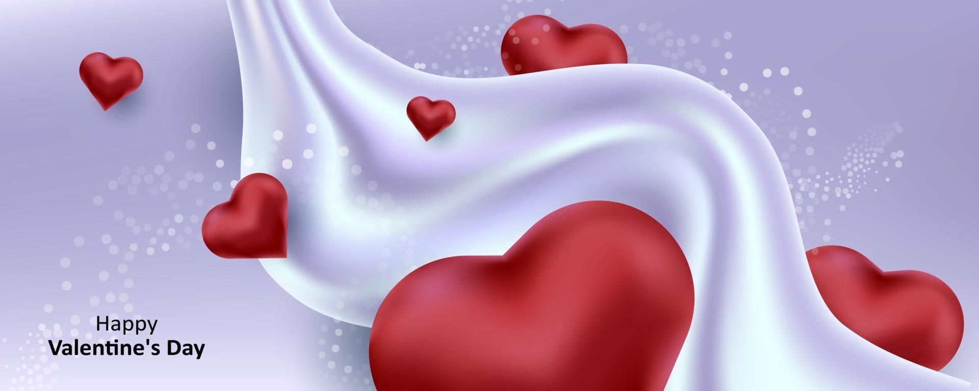 Valentine's Day. A sweet cute purple background with realistic 3D ...