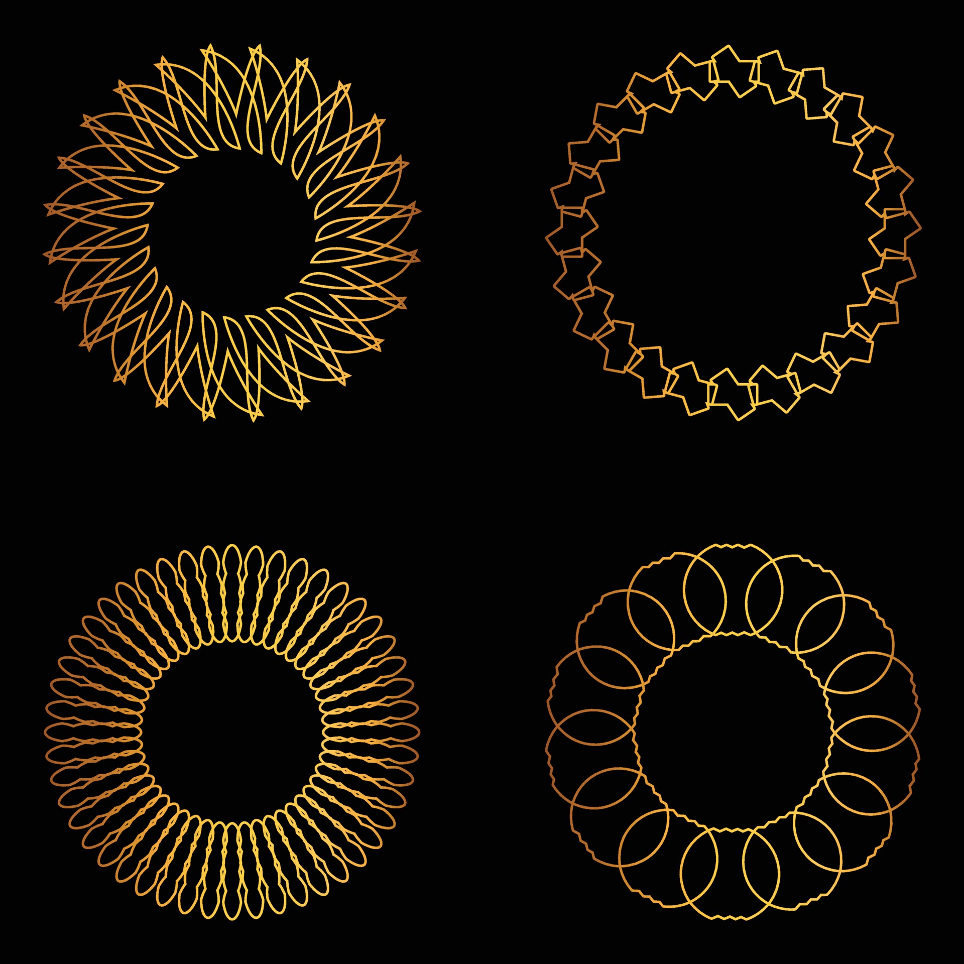 Set of golden geometric shapes 1977573 Vector Art at Vecteezy