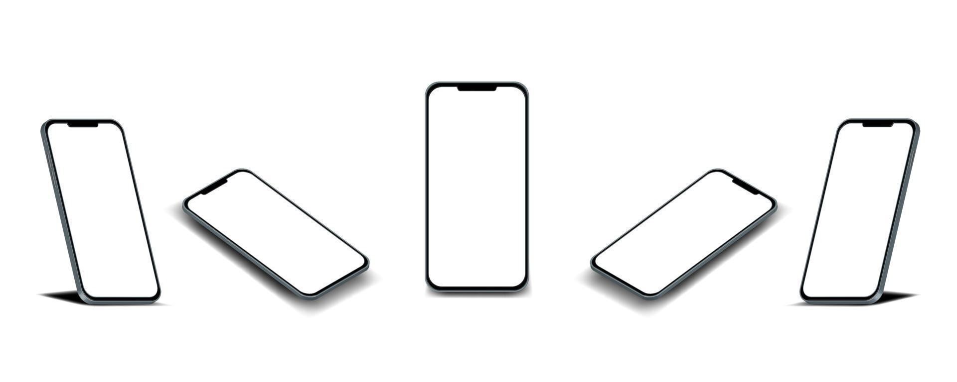 pantalla de teléfono inteligente con cinco ángulos vector