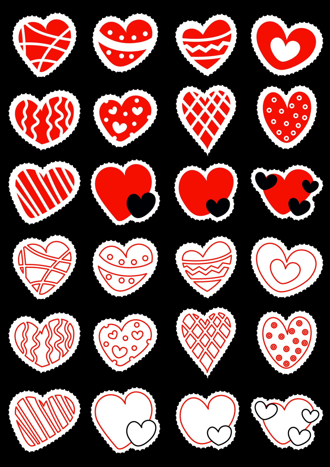 pegatinas de amor y san valentín con letras, corazones y otros atributos  18896985 Vector en Vecteezy