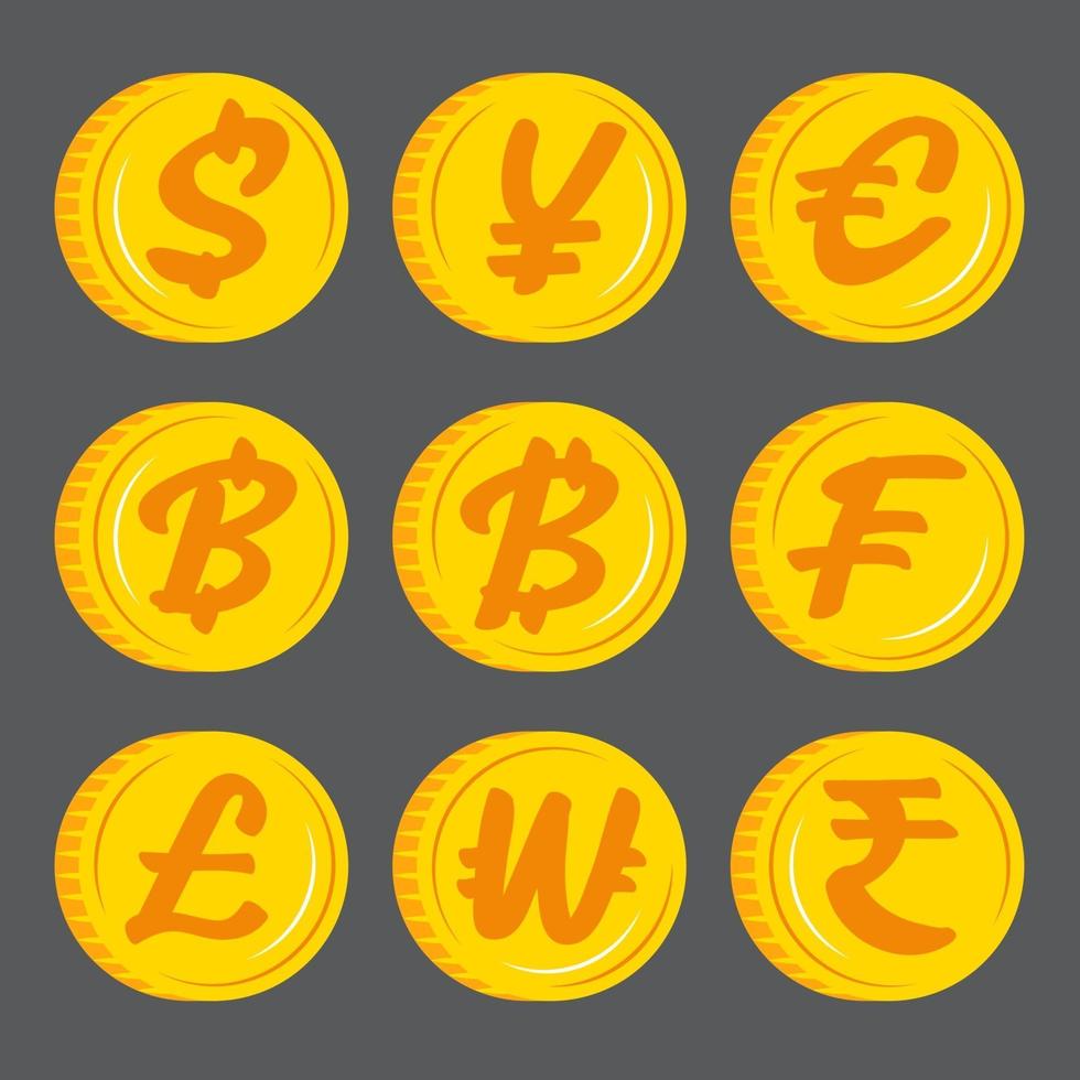 Gold coins with currency symbol icon. vector