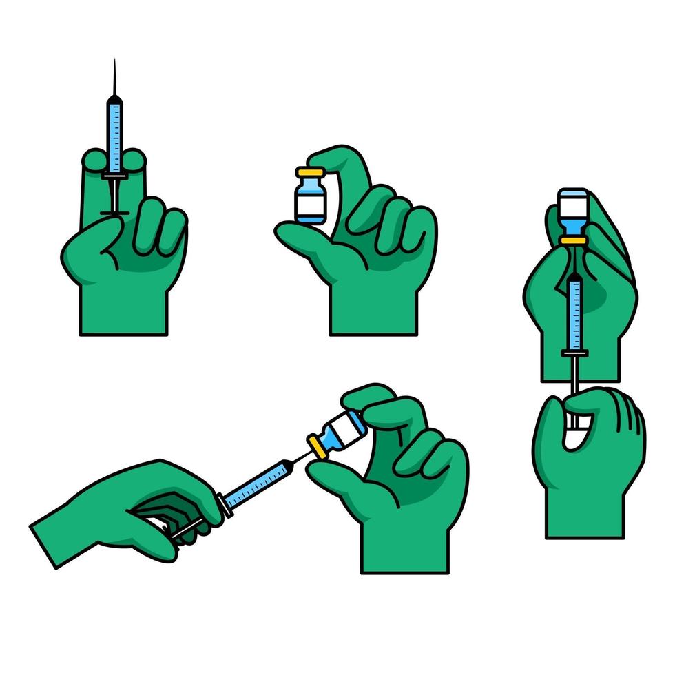 Doctor Hand Gesture Preparing Vaccine Injection vector