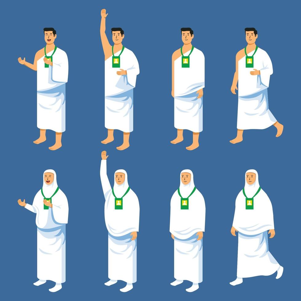 Figure Couple Character Of Hajj Pilgrim vector