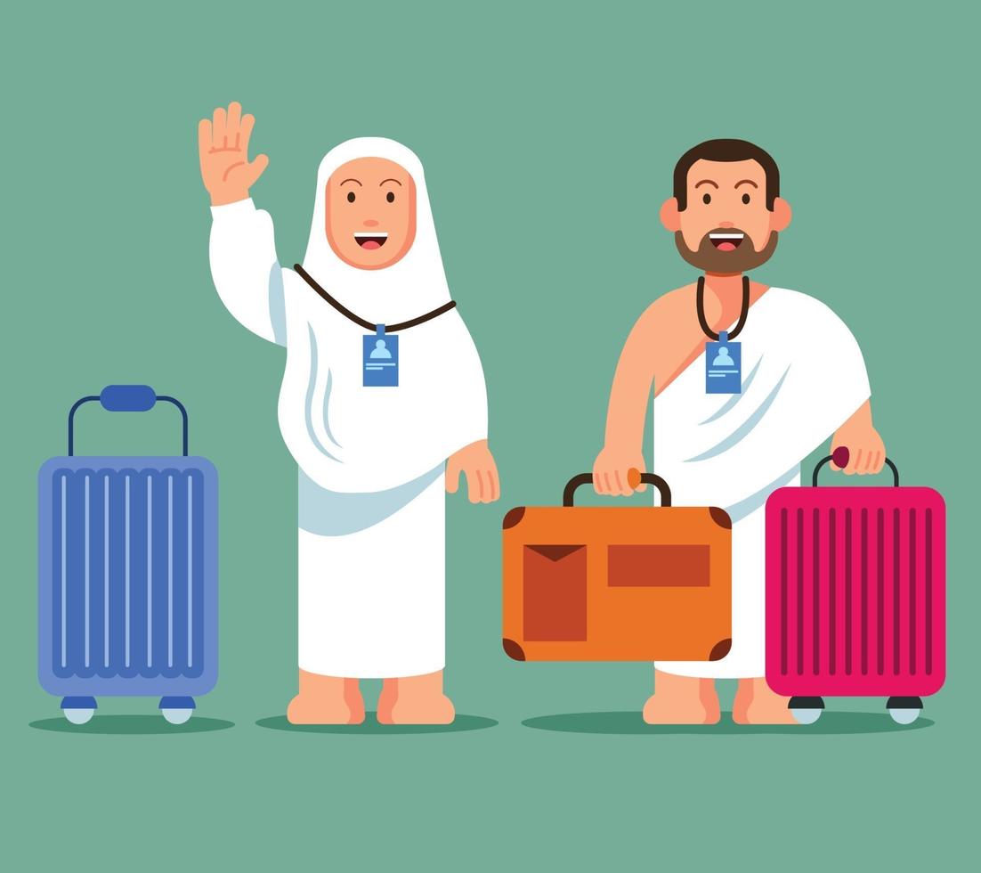 Pilgrims Carrying Wheeled Briefcase vector