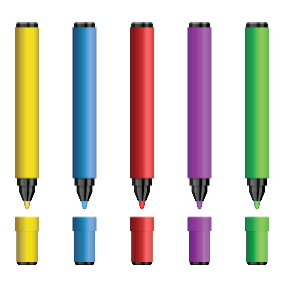 Set of colored markers vector illustration