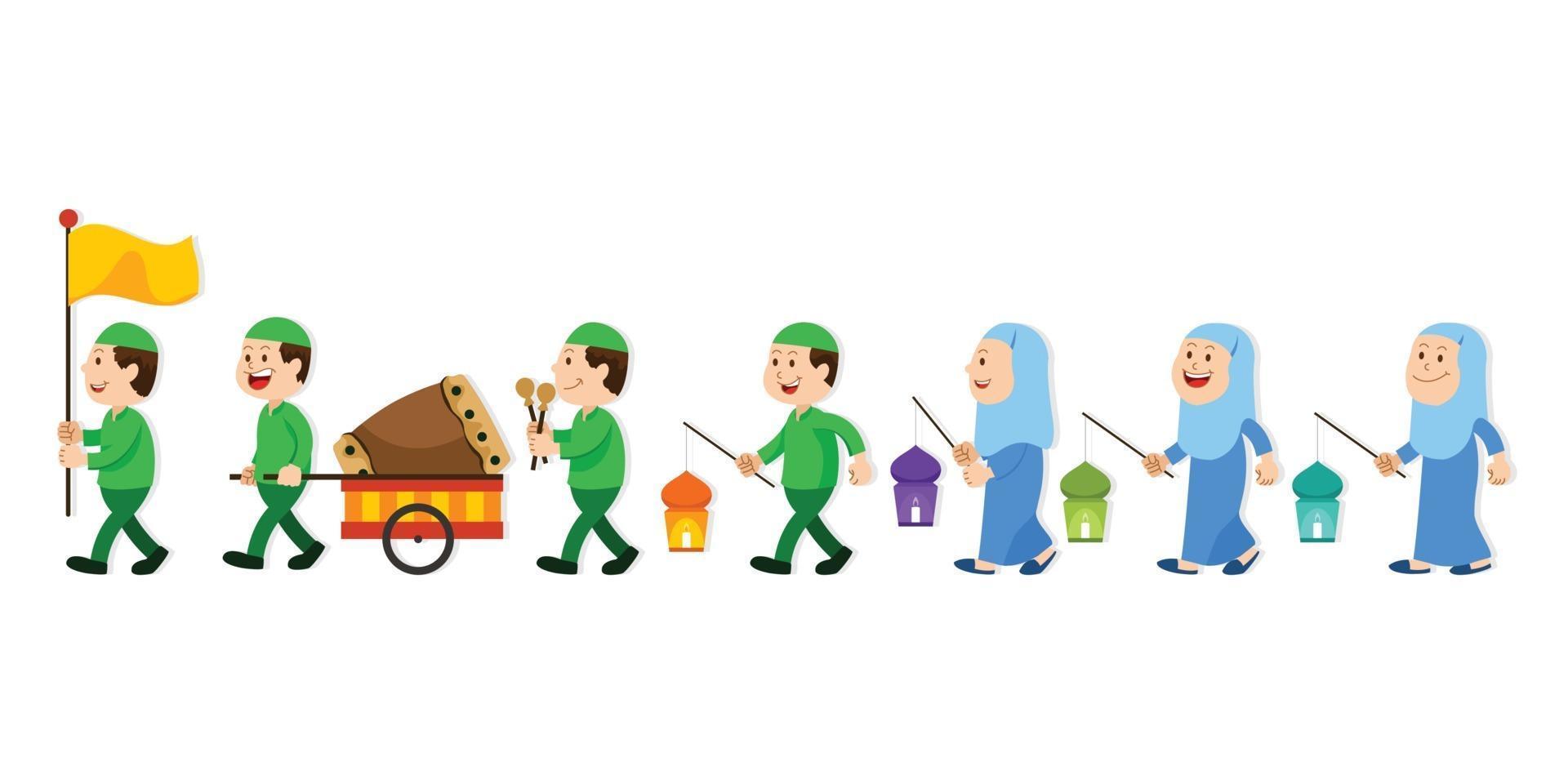 Islamic Kids On Festival Parade vector