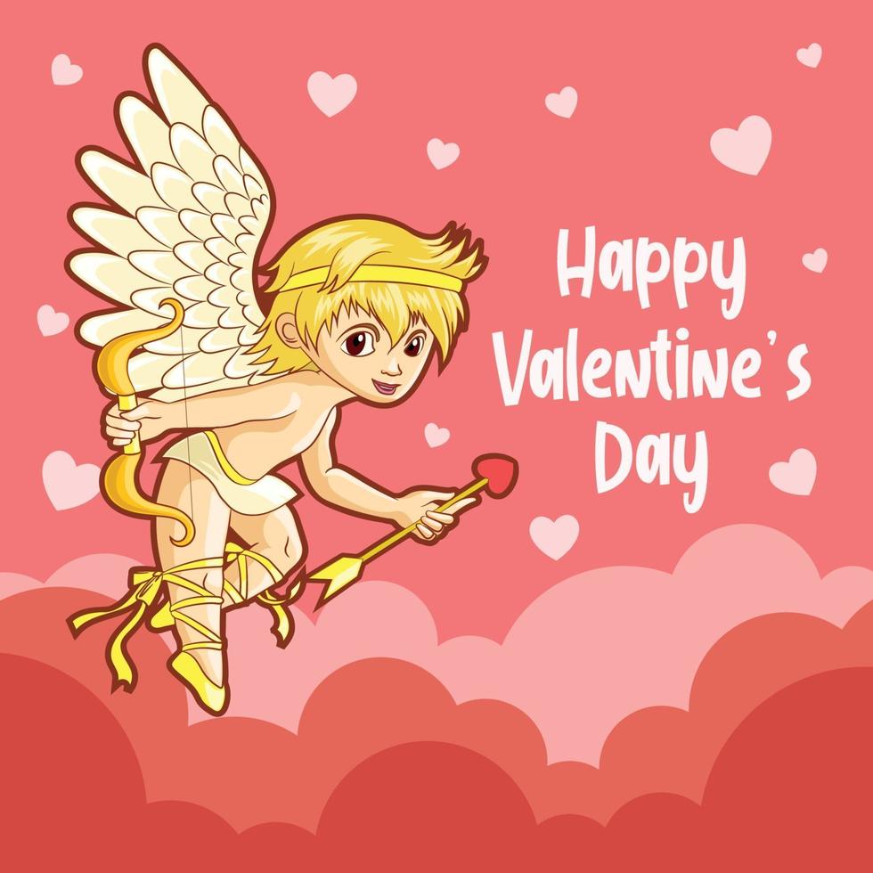 saludos de san valentin con cupido vector