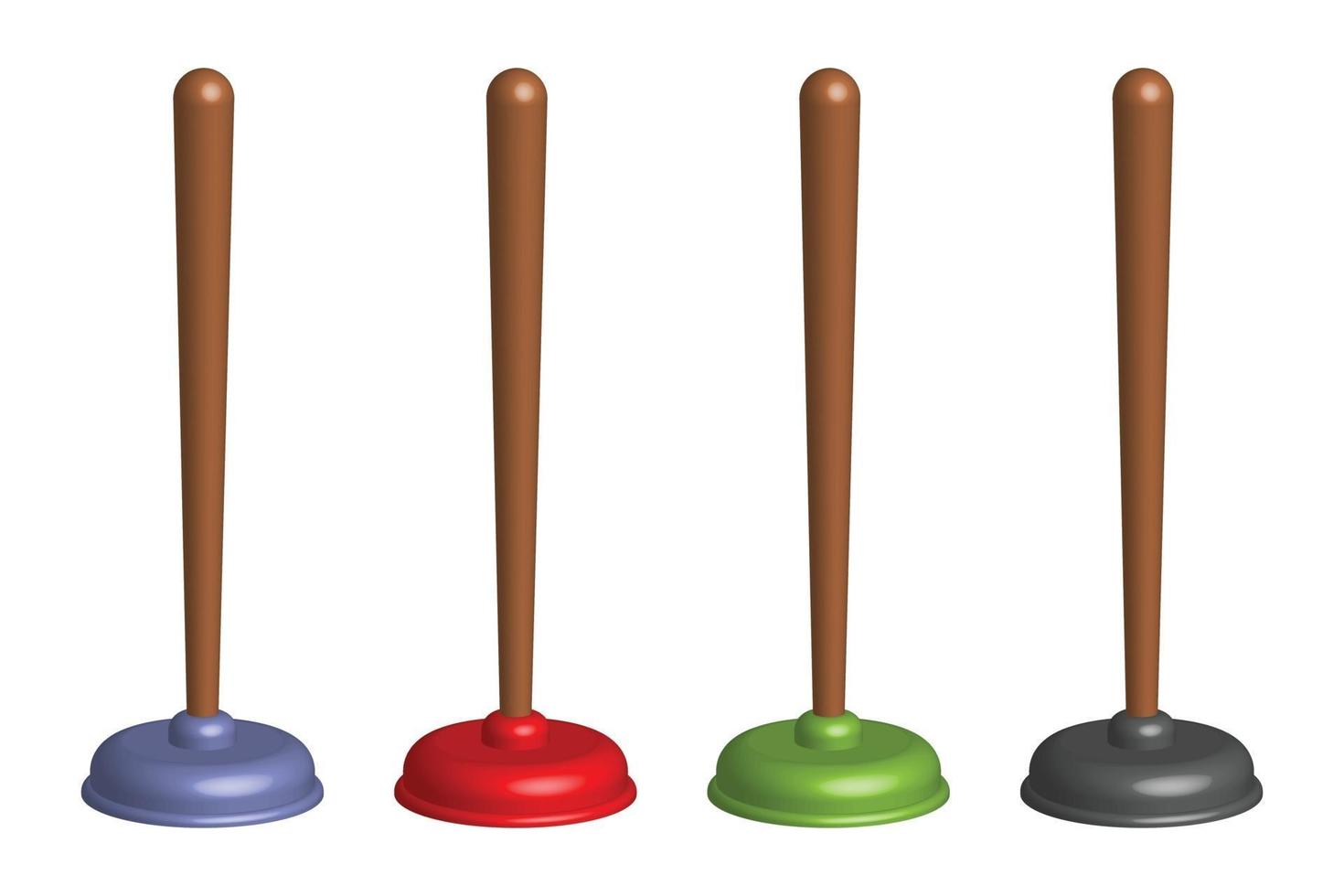 Toilet plunger vector realistic design set