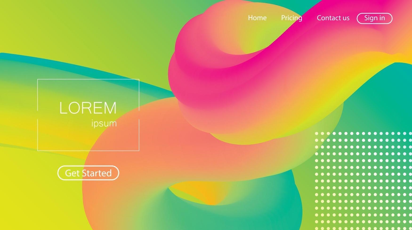 Website abstract background. Bright colorful dynamic shapes landing page vector