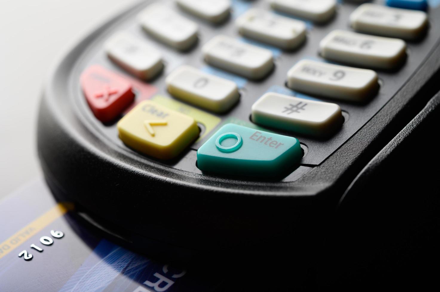 Credit card reader, selective focus photo