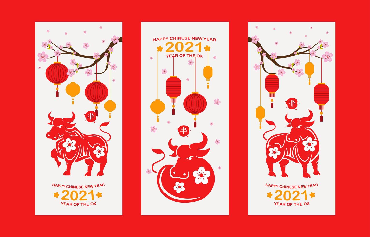 año nuevo chino 2021 año del buey banner vector