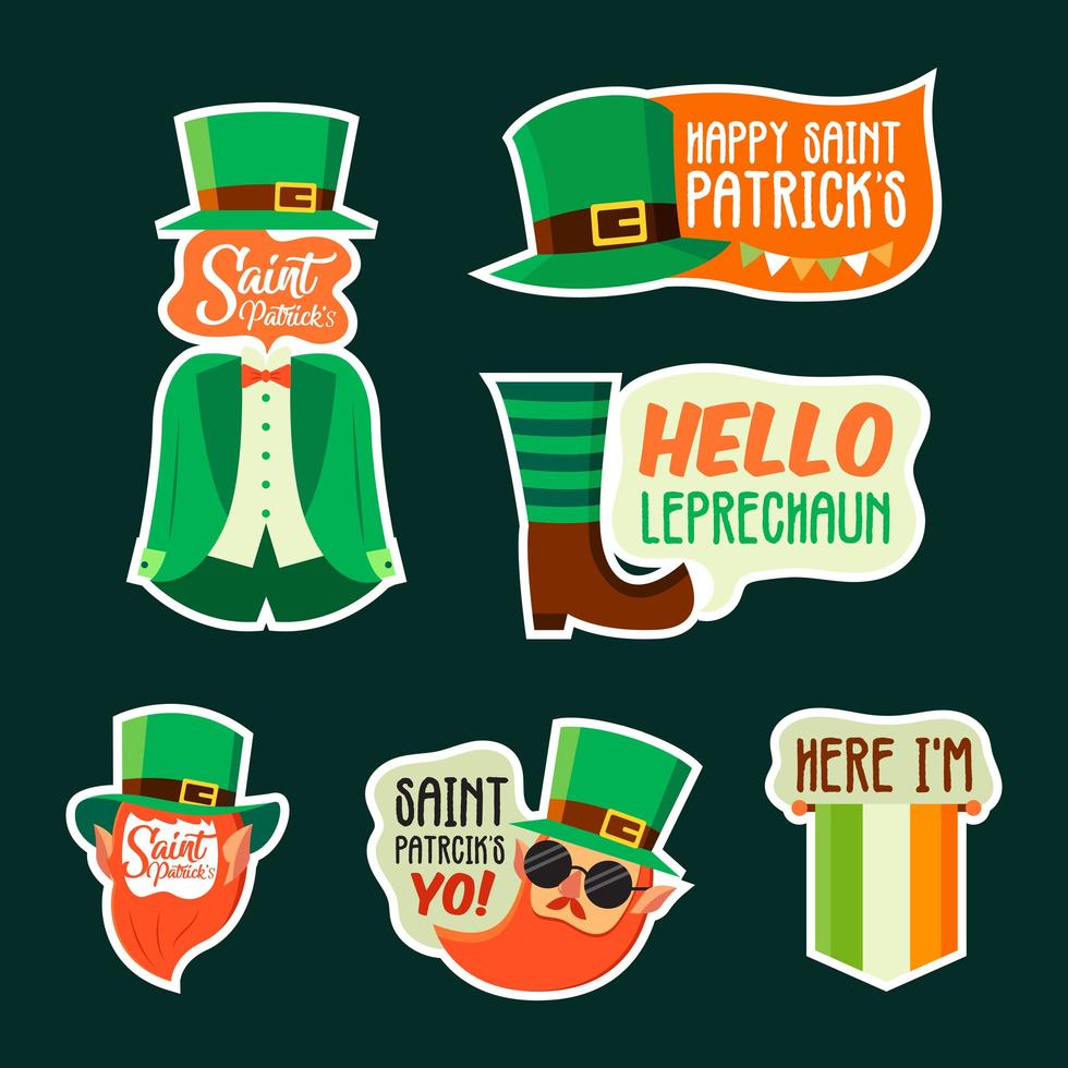 Saint Patrick's Cute Sticker Set vector