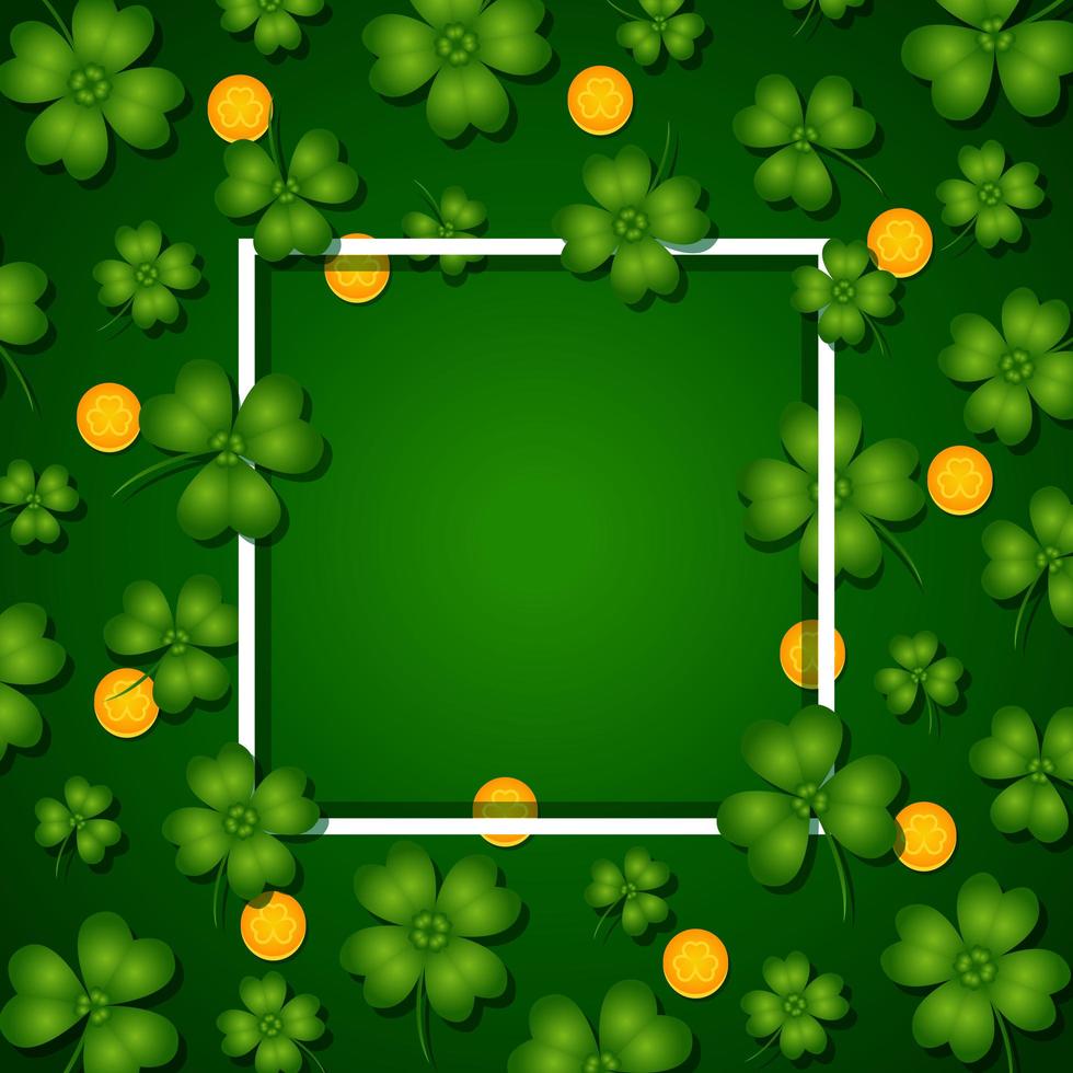 Clover and Coins with White Frame vector