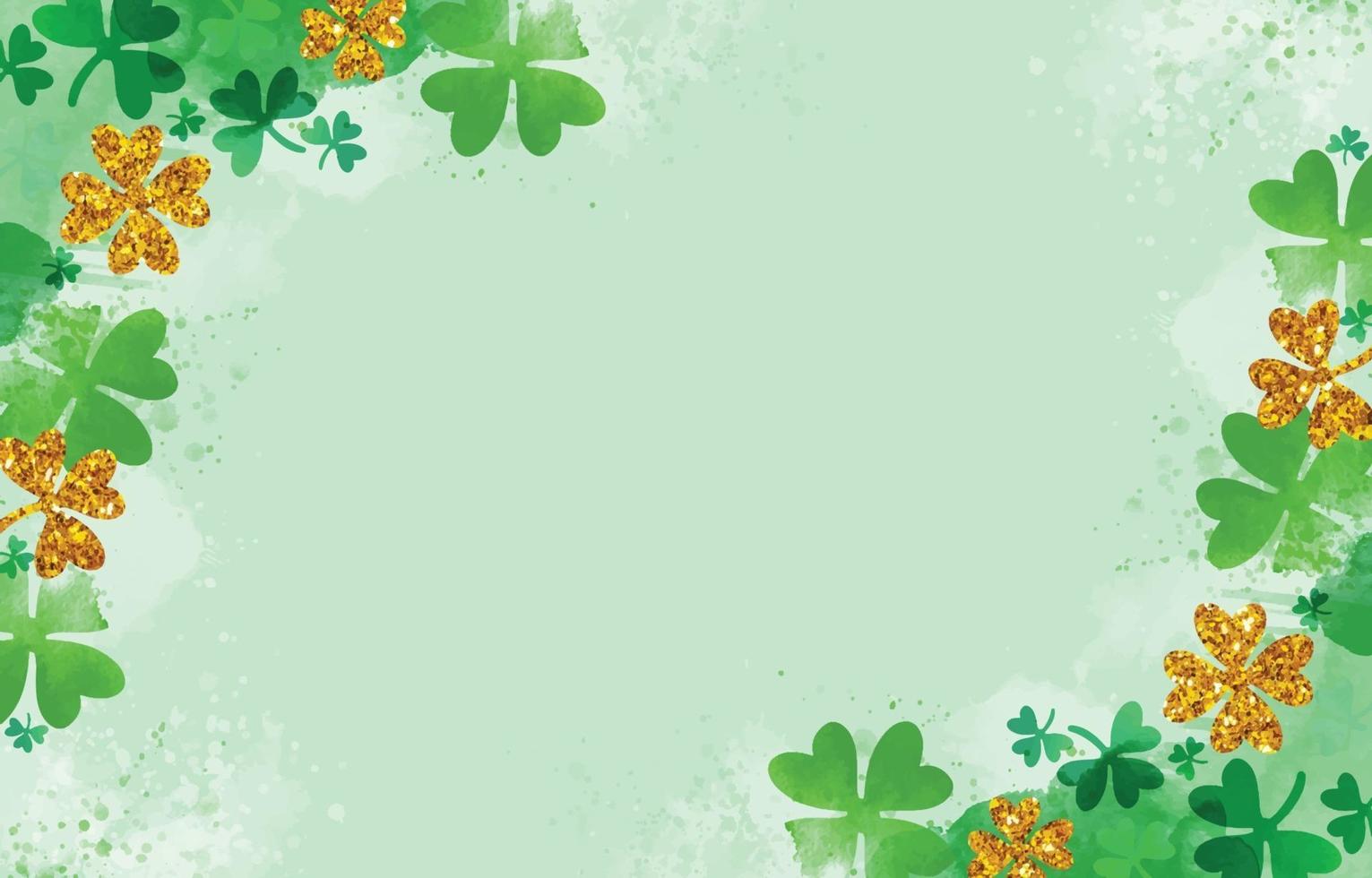 Watercolor and Glitter Shamrock Background vector
