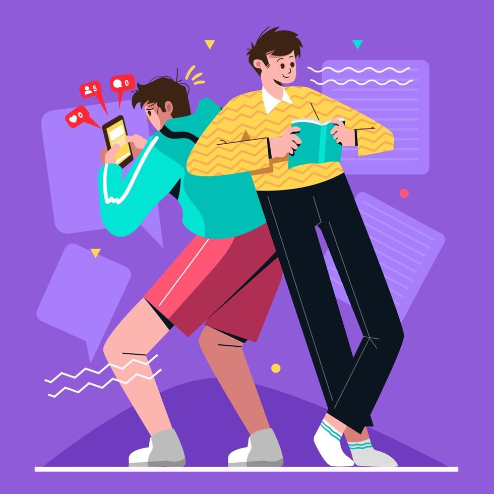 Life of Stressful Fomo and Happy Jomo vector