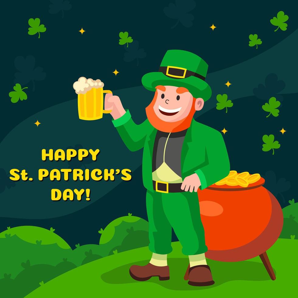 Happy St. Patrick's Day with Leprechaun vector