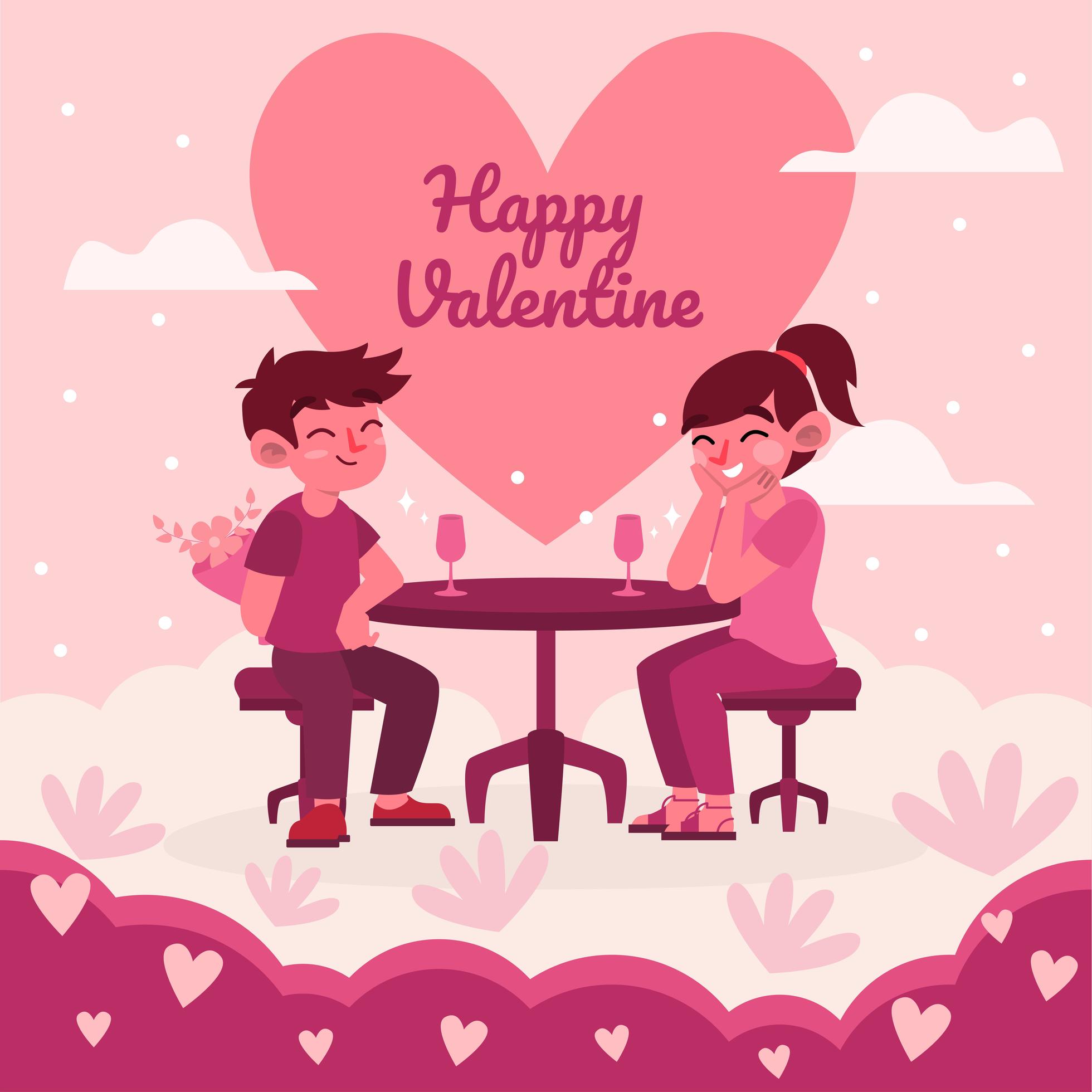 Dinner at Valentines Day 1978322 Vector Art at Vecteezy