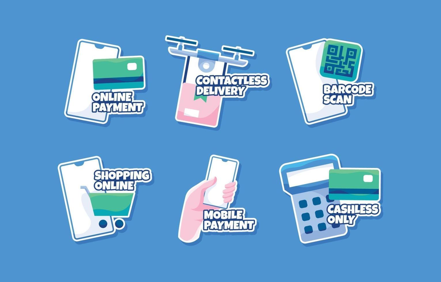 Online Shopping Concept Sticker Set vector