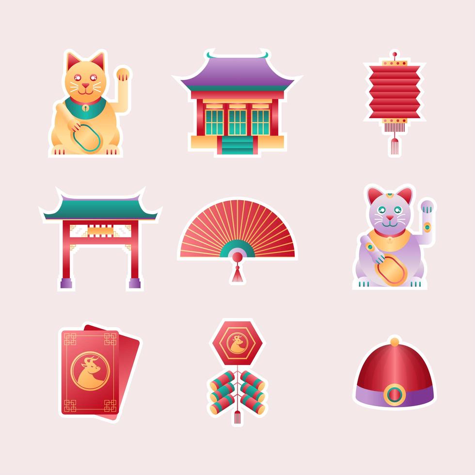 Sticker Set Containing of Chinese New Year vector