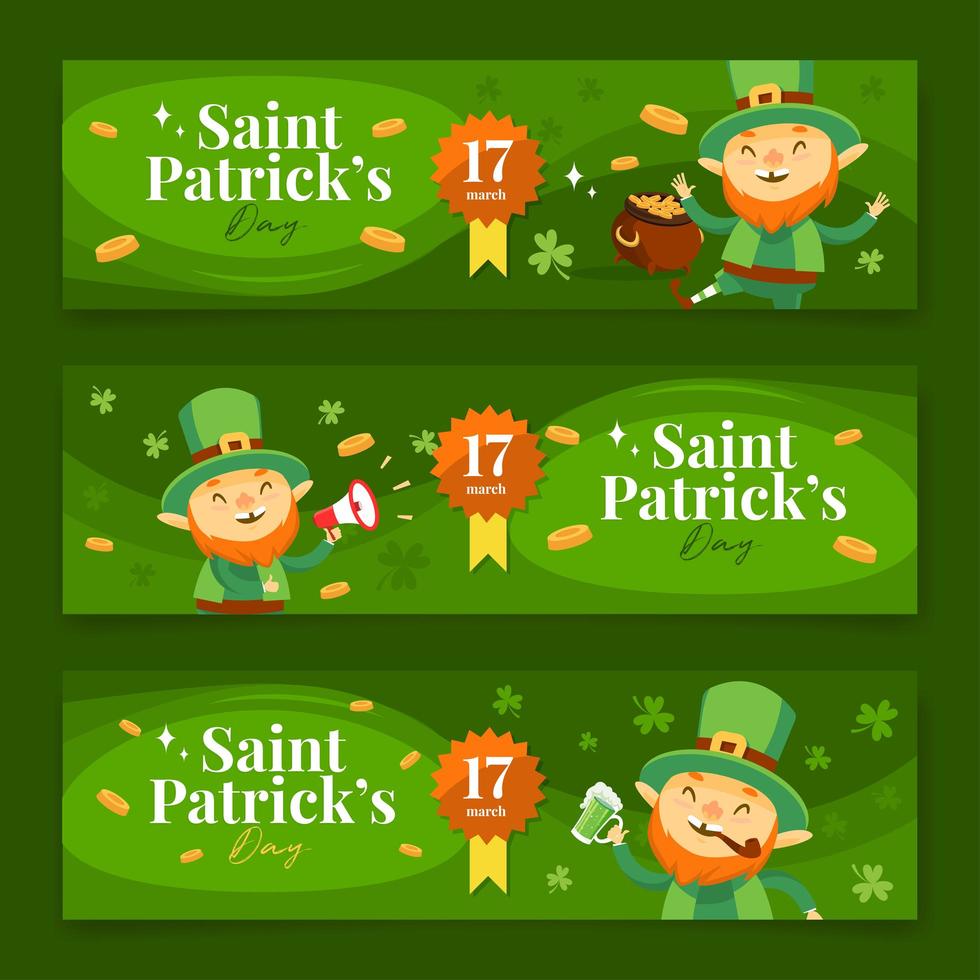 lindo pequeño leprechaun banner vector