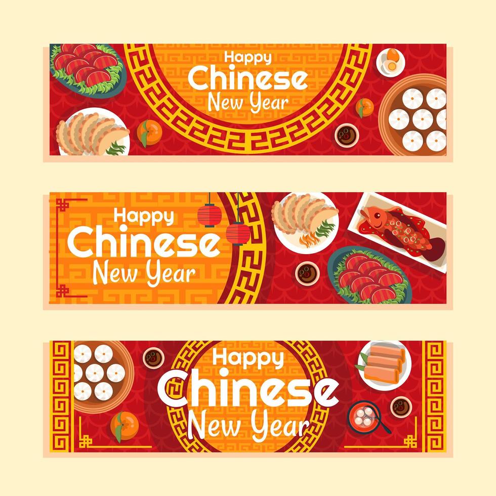 New Year Chinese Food Banner vector