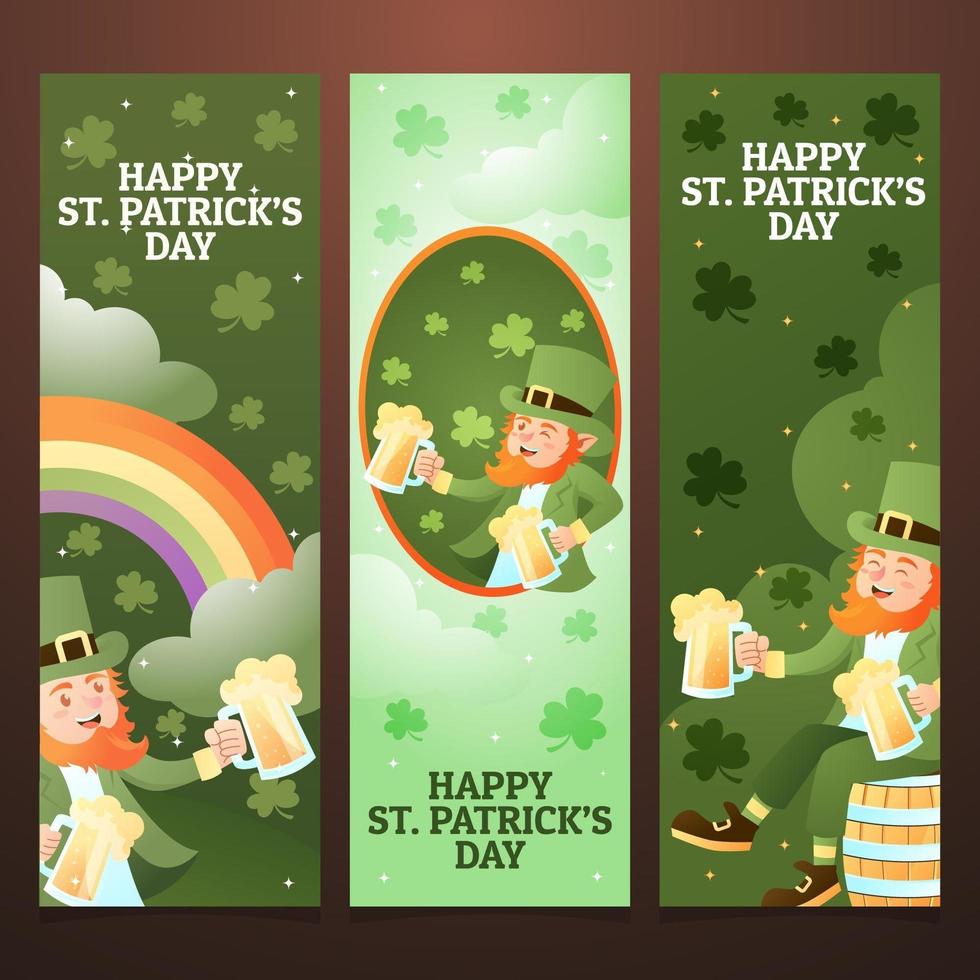 Happy Leprechaun Banners Collection vector