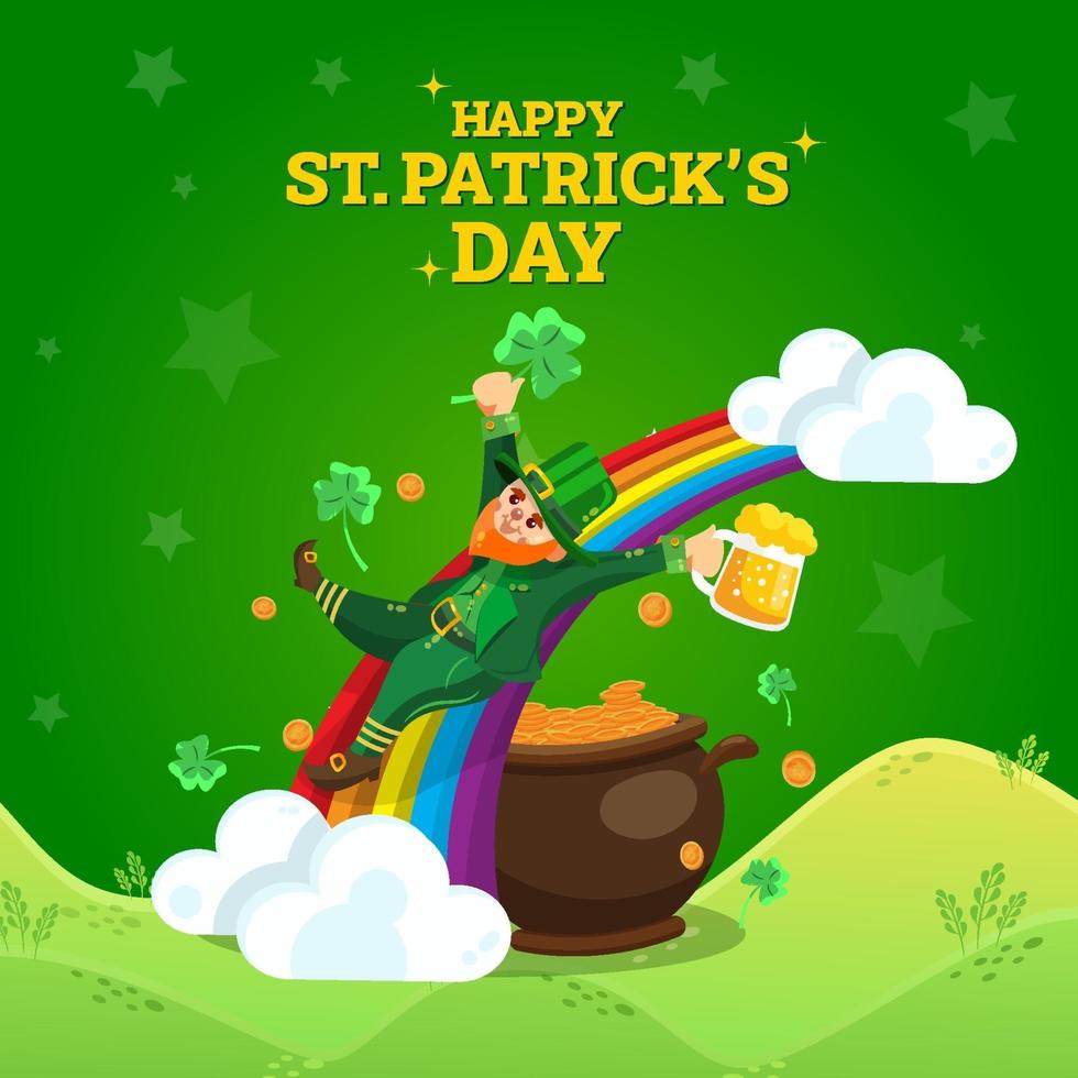 Leprechaun Slides on A Rainbow Concept vector