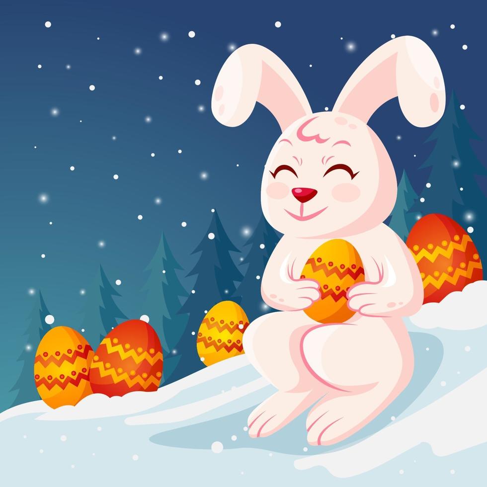 Happy Bunny Winter Easter vector