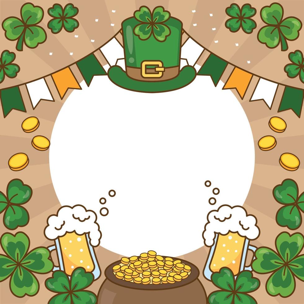 san patricio fondo temático cervezas monedas tréboles vector