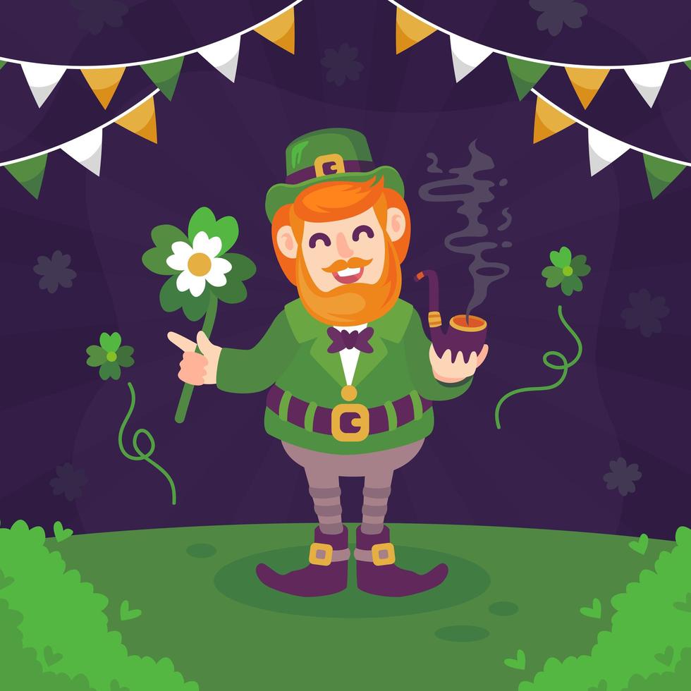 Flat leprechaun character concept vector