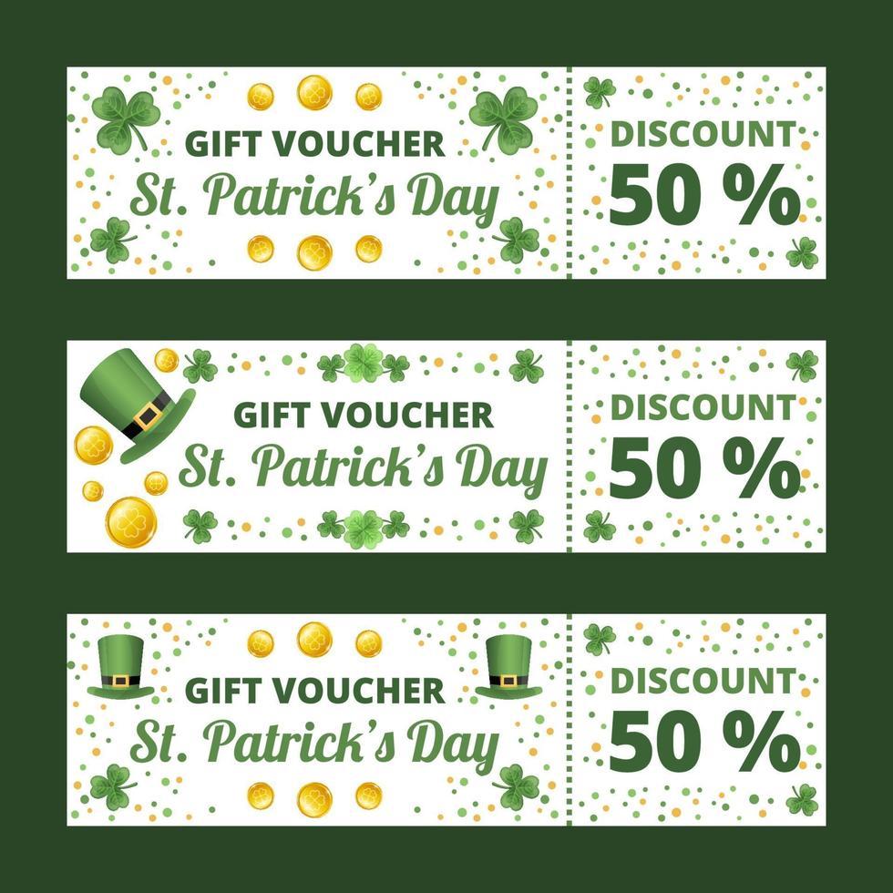 St Patricks Day Gift Voucher Set vector