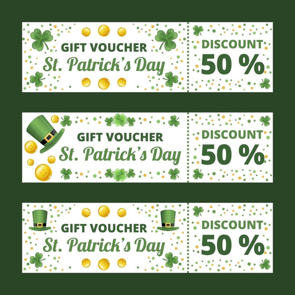 conjunto de vales de regalo del día de san patricio vector