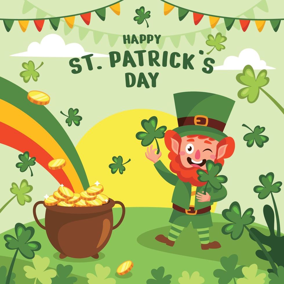 Cute Shamrock Character Concept vector