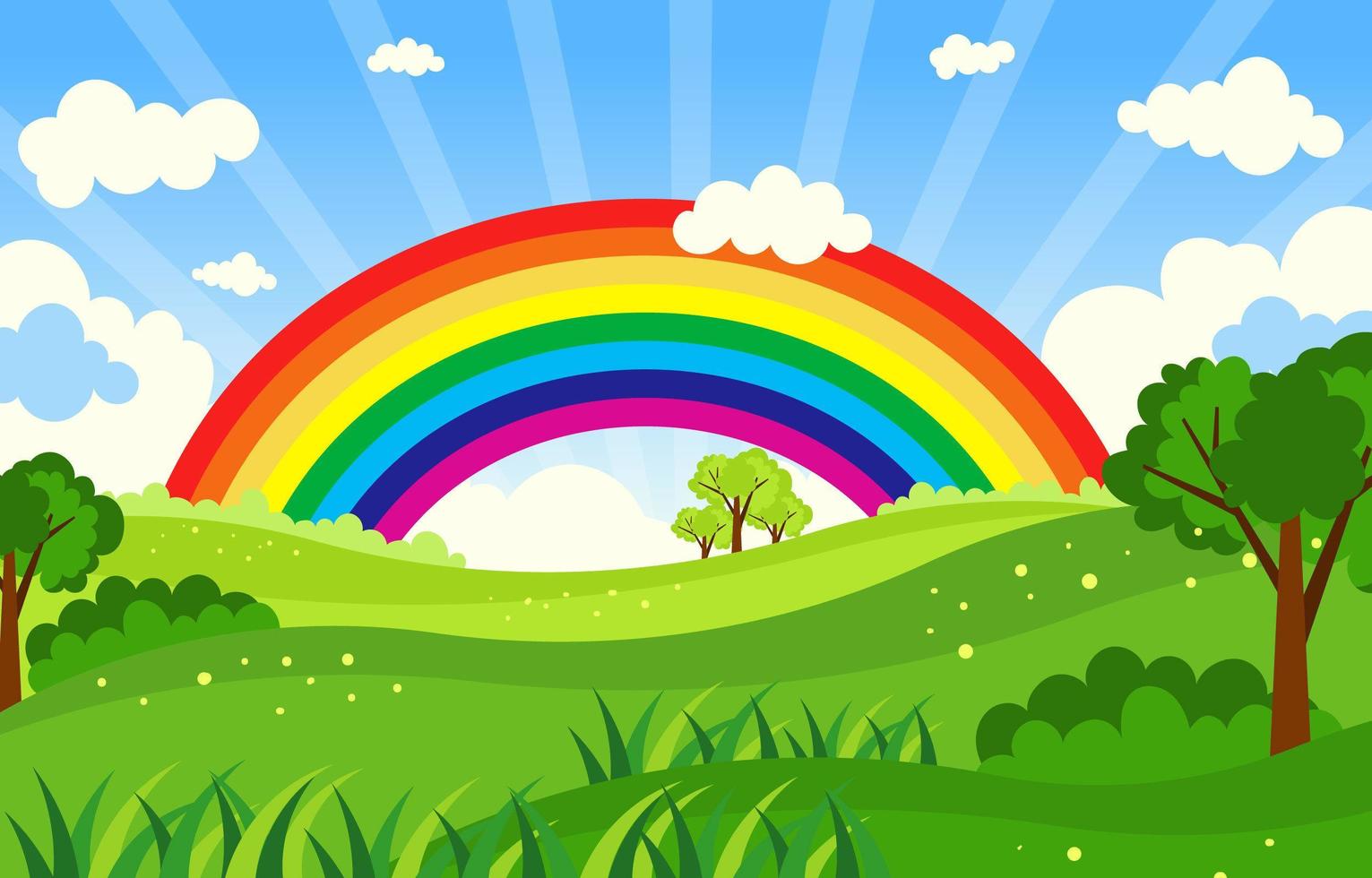 Rainbow on a Field Sunny Day vector