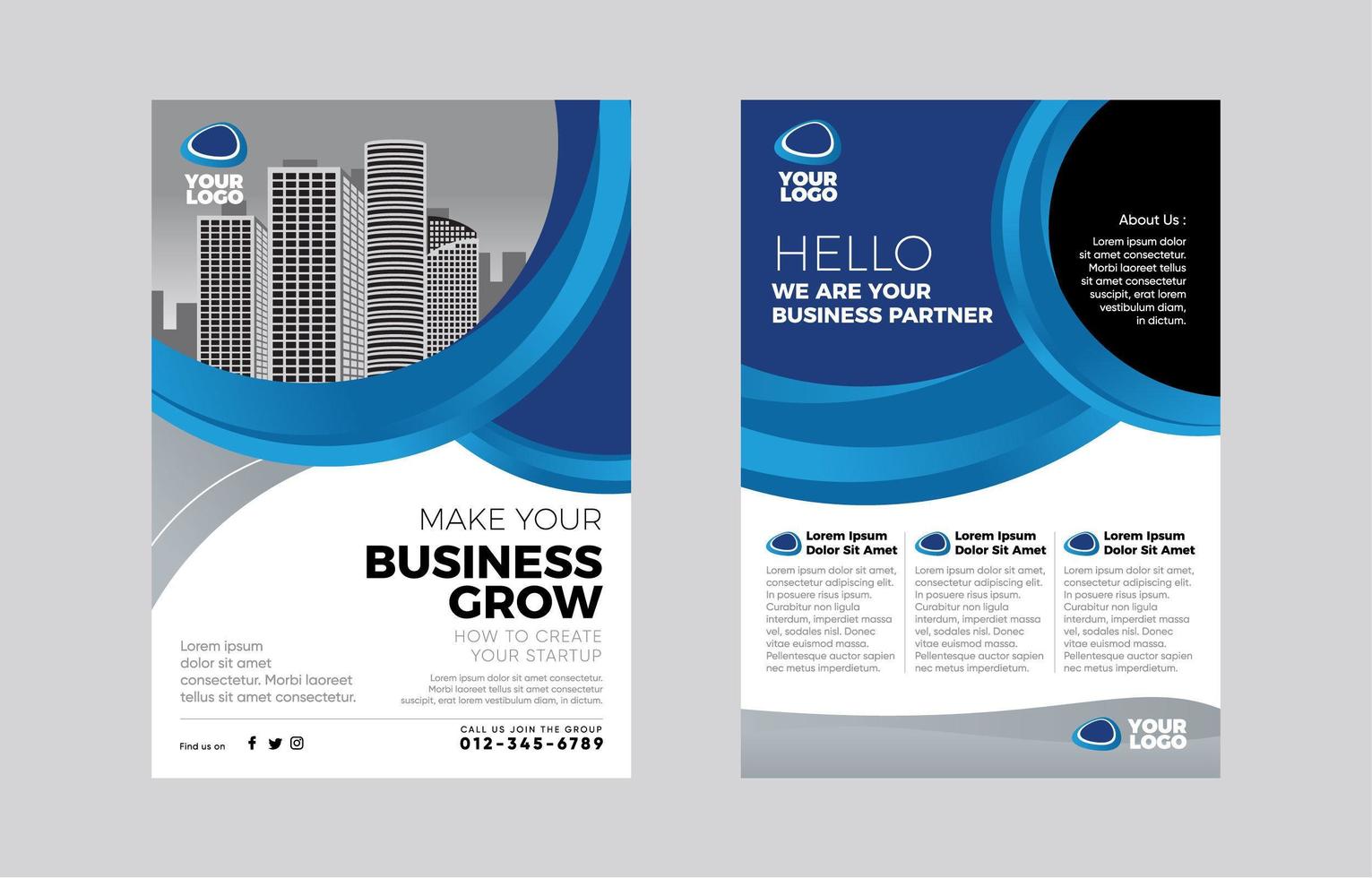 Blue White Grey Modern Business Flyer vector