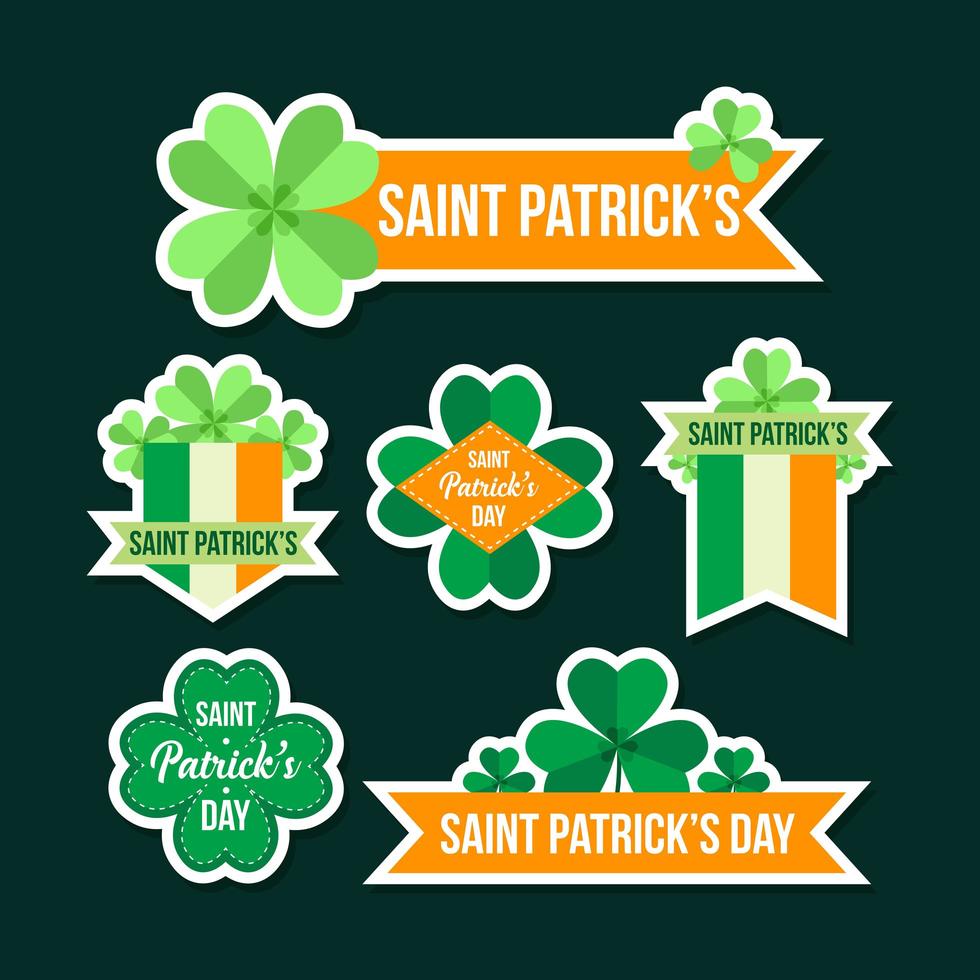 Clover Sticker Set for Saint Patricks Event vector