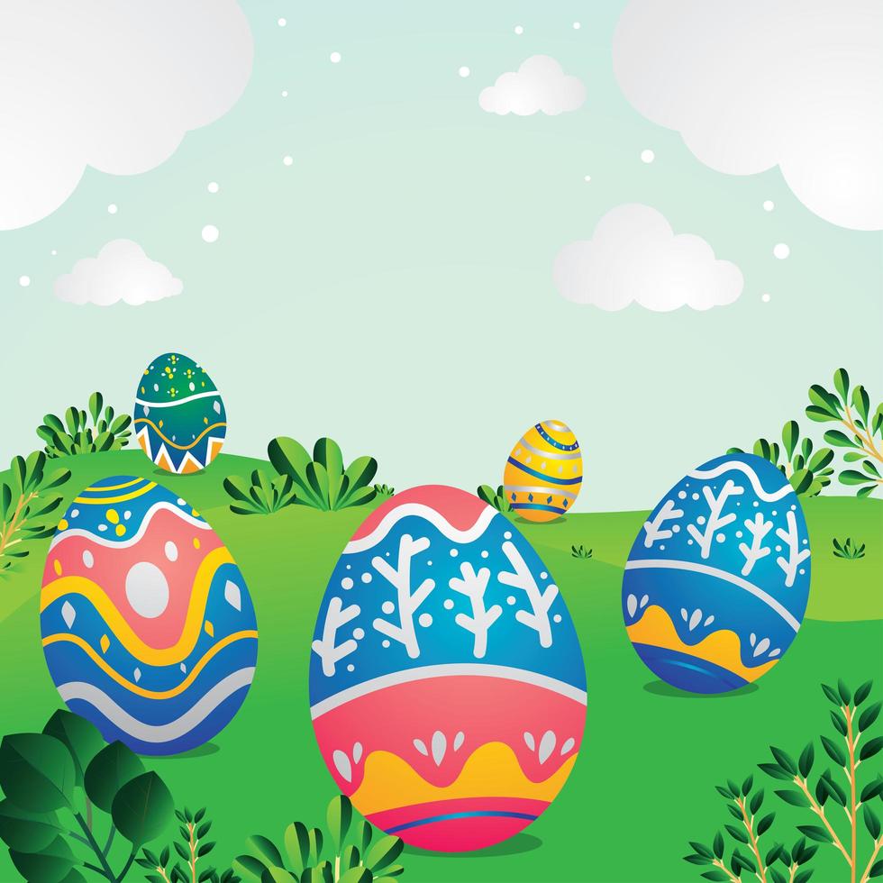 Cute Easter Egg Background Concept vector