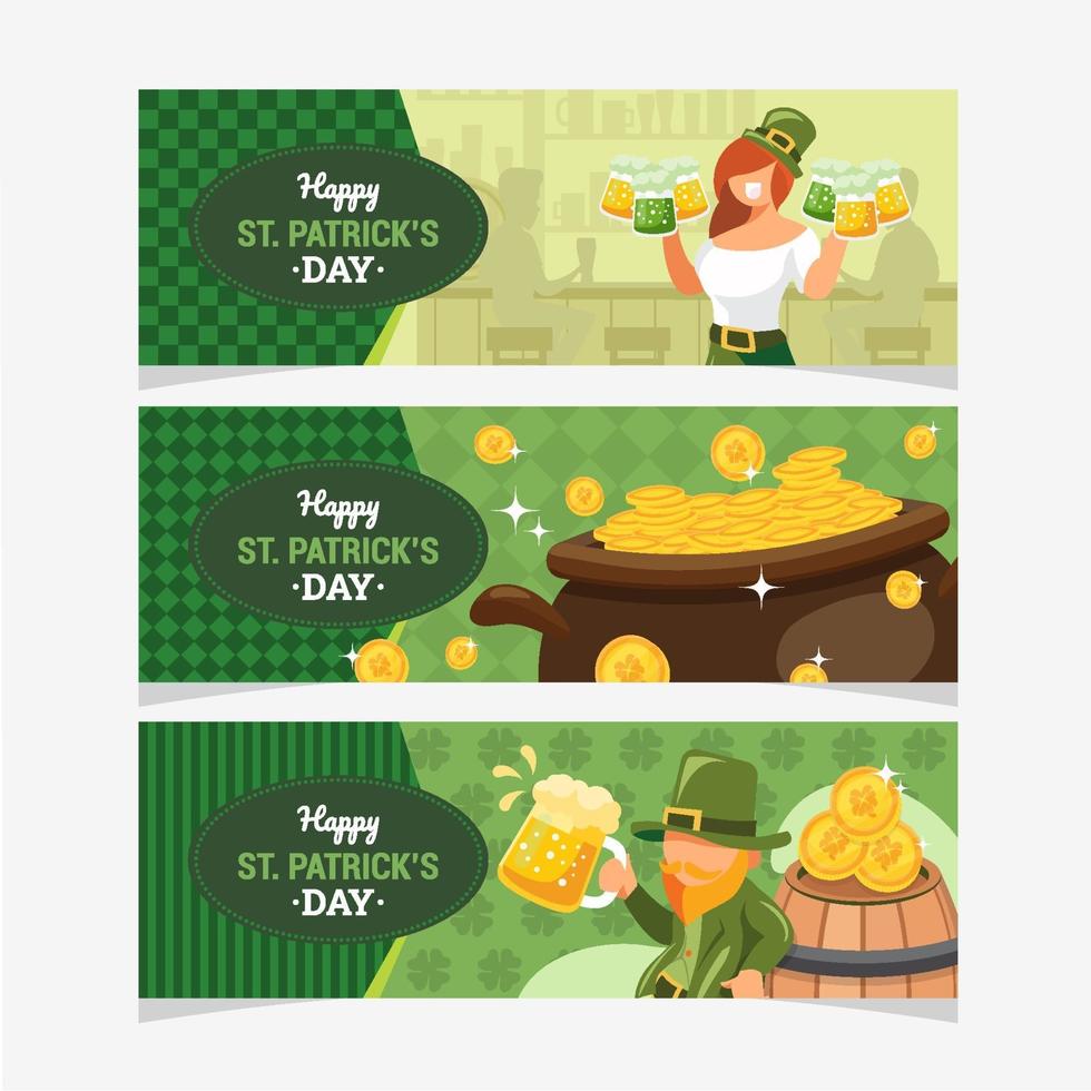 Festive Leprechaun Banner Set vector