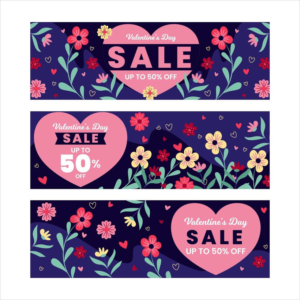 Banner de venta de San Valentín con forma de amor en el centro vector