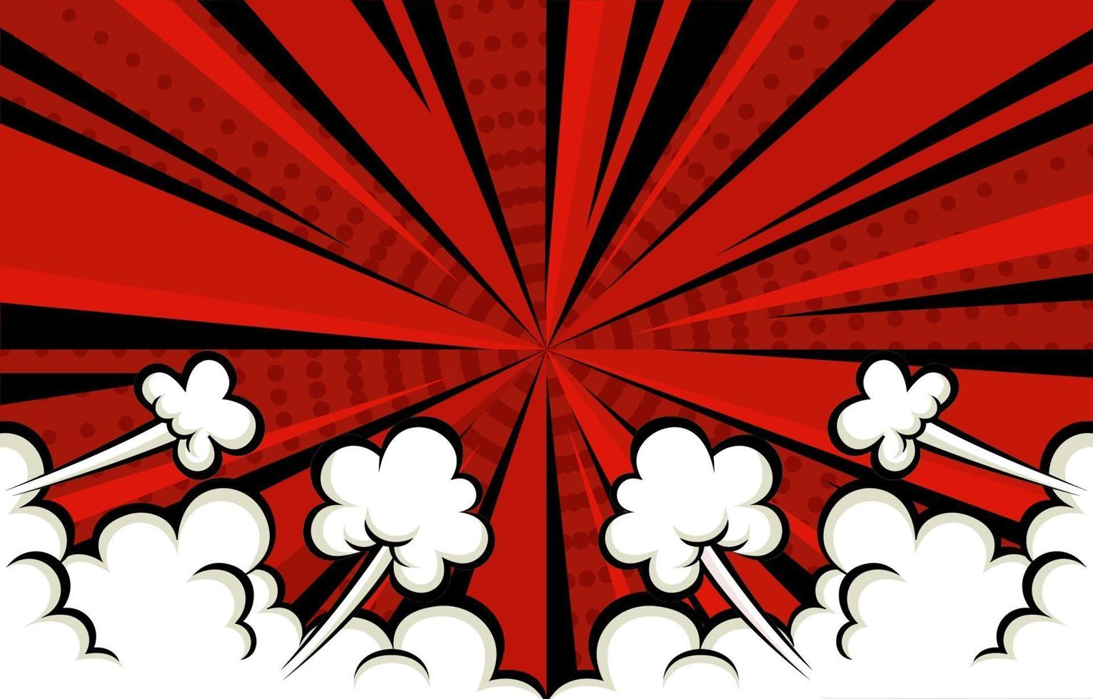 fondo rojo estilo comic con nube vector