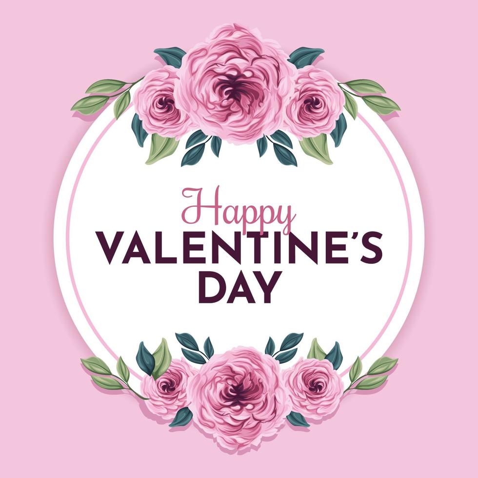 Happy Valentine's Day with Beautiful Flower Frame vector