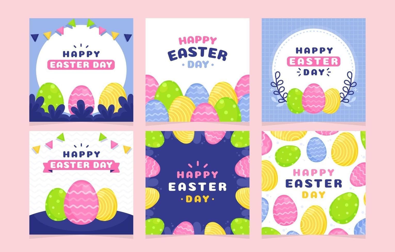 Easter Day Greeting Instagram Post Collection vector