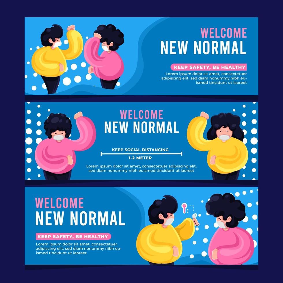 New Normal Protocol Banner Collection vector