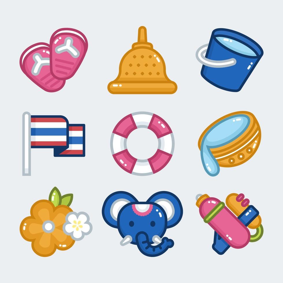 paquete de iconos de elementos songkran vector